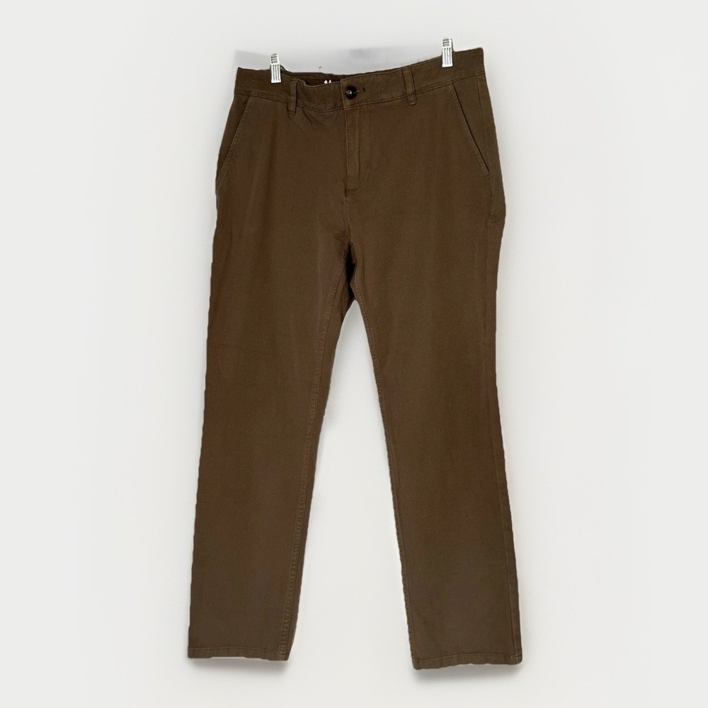 Mugsy Chino Pants Mens 33x30 Olive Green Stretch Straight Classic Comfort